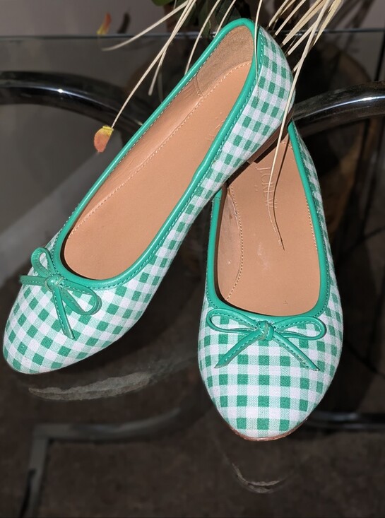 J. Crew Shoes - 🔥FINAL🔥J. Crew Green Gingham Ballet Flats